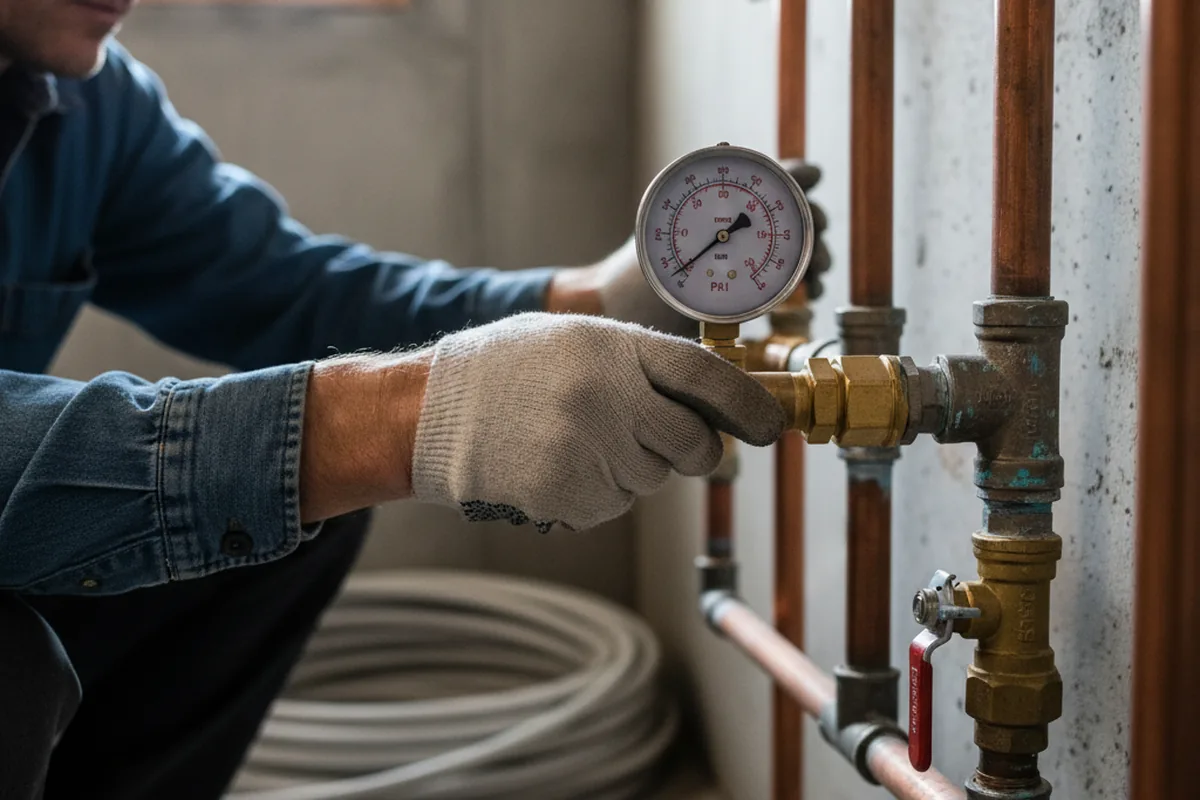 Pressure testing a repaired line during Water Line Repair in Shepherdstown